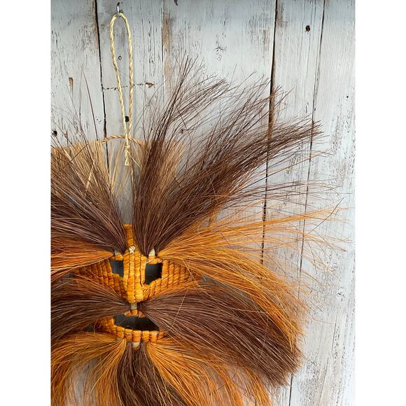 Woven Tribal Festival Mask Rustic Boho Decor Wearable Decorative Dimensional - Picture 4 of 10